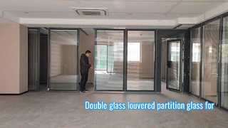Verre de séparation à persiennes à double verre pour espace de bureau
