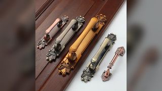 Poignée de porte exposée en cuivre antique européen, grande porte, porte en bois, poignée de porte double, invisible