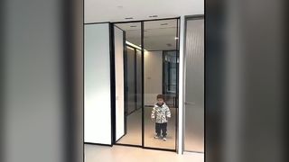 GRH – porte coulissante de balcon de cuisine en alliage d'aluminium, titane, magnésium, bord extrêmement étroit, trois maillons