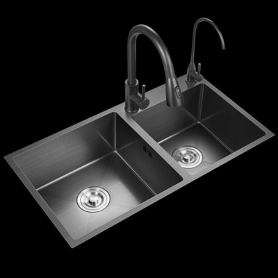 Vente en gros Simple Design Custom Moderne Rectangulaire Métal Lamière Chrome Double Evier de Cuisine Pour Utilisation à domicile