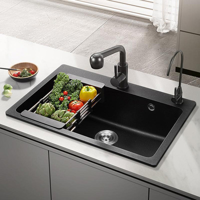 Cuisines multifonctionnelles Evier en acier inoxydable 304 robinet d'évier de cuisine moderne Cascade noire Cascade de pluie Cuisine à bol unique