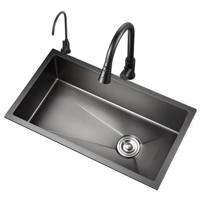 2024 évier de cuisine en acier inoxydable avec 2 clés de piano robinet de cascade à LED grande fente unique Bionique Honeycomb Black Wash Ba
