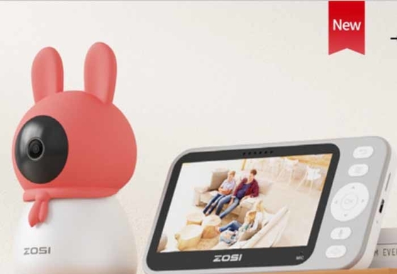 Moniteur bébé vidéo sans fil de haute qualité de 5 pouces avec vision nocturne, capteur de température intégré.