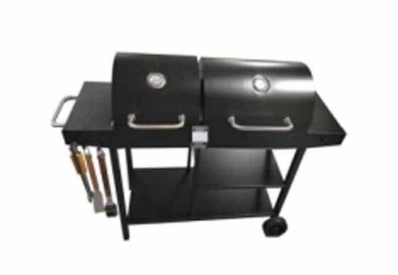 Multi-fonctionnel avec grill sur le bord, barbecue de style américain, barbecue au gaz, table de barbecue pliable avec roues