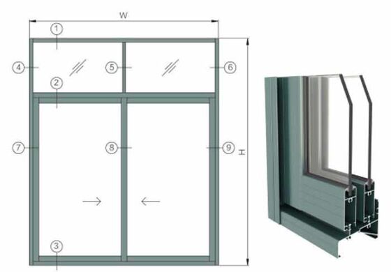 Dernière conception résistant au son température double vitrage profilé en aluminium à voie unique