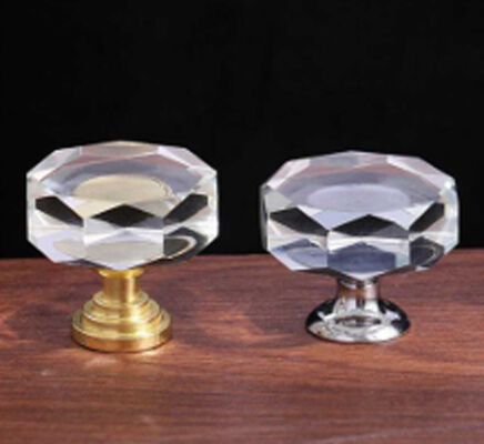 GRH Cabinet Brass Manches Transparent Champagne Or Manches de cristal Créatif Chambre de couchage Armoire table à langer boutons de tiroir